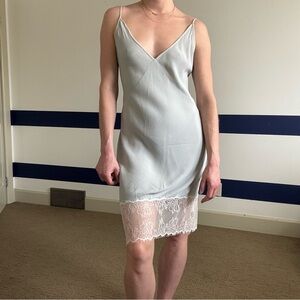 Wilfred Pastel Sage Slip Dress with Lace Detailing